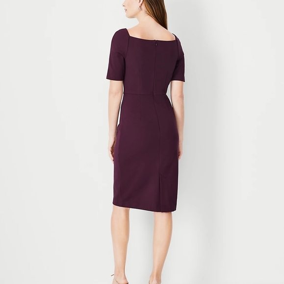 Ann Taylor Square neck sheeth dress sz 6 petite plum purple - Picture 2 of 7